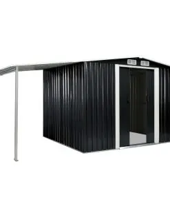 vidaXL Garden Shed with Sliding Doors Anthracite 386x205x178 cm Steel