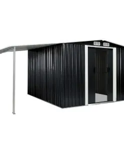 vidaXL Garden Shed with Sliding Doors Anthracite 386x259x178 cm Steel