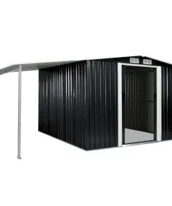 vidaXL Garden Shed with Sliding Doors Anthracite 386x259x178 cm Steel