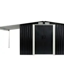 vidaXL Garden Shed with Sliding Doors Anthracite 386x259x178 cm Steel