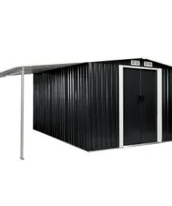 vidaXL Garden Shed with Sliding Doors Anthracite 386x312x178 cm Steel