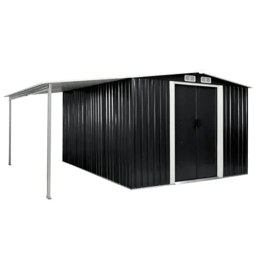 vidaXL Garden Shed with Sliding Doors Anthracite 386x312x178 cm Steel