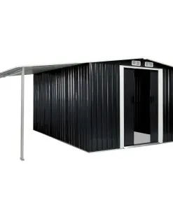vidaXL Garden Shed with Sliding Doors Anthracite 386x312x178 cm Steel