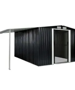 vidaXL Garden Shed with Sliding Doors Anthracite 386x312x178 cm Steel