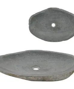 vidaXL Wash Basin River Stone Oval 60-70 cm