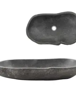 vidaXL Wash Basin River Stone Oval 60-70 cm
