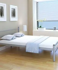 vidaXL Bed Frame Grey Metal Double Size
