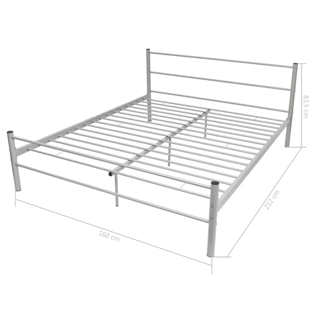 vidaXL Bed Frame Grey Metal Queen Size