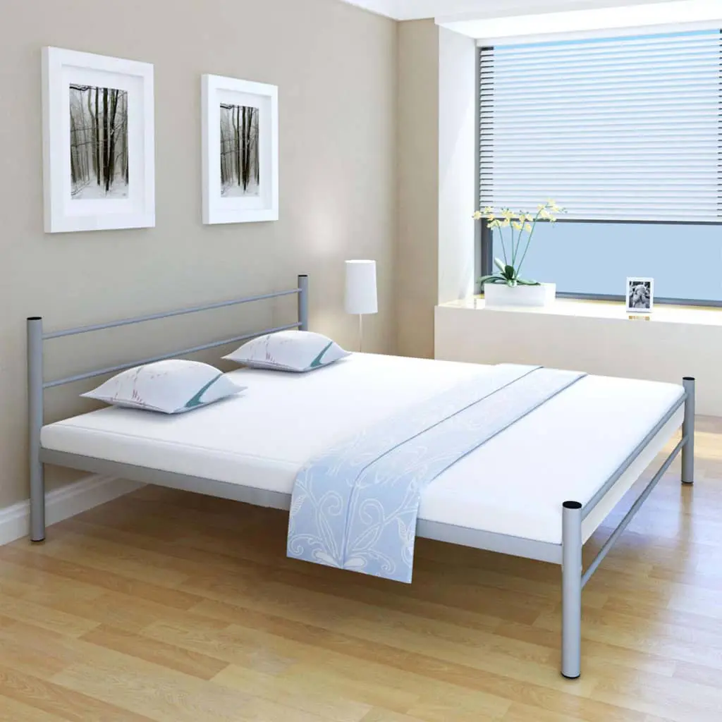 vidaXL Bed Frame Grey Metal King Size