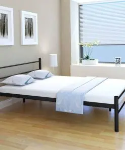 vidaXL Bed Frame Black Metal Double Size