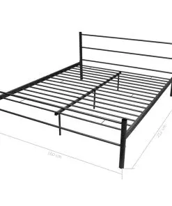 vidaXL Bed Frame Black Metal Queen Size
