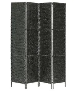 vidaXL 4-Panel Room Divider Black 154×160 cm Water Hyacinth