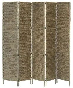 vidaXL 5-Panel Room Divider Brown 193×160 cm Water Hyacinth