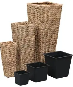 vidaXL Garden Planters 3 pcs Water Hyacinth Brown