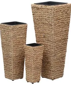vidaXL Garden Planters 3 pcs Water Hyacinth Brown