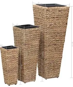 vidaXL Garden Planters 3 pcs Water Hyacinth Brown