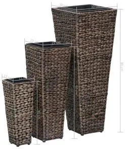 vidaXL Garden Planters 3 pcs Water Hyacinth Dark Brown
