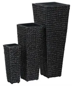 vidaXL Garden Raised Beds 3 pcs Water Hyacinth Black