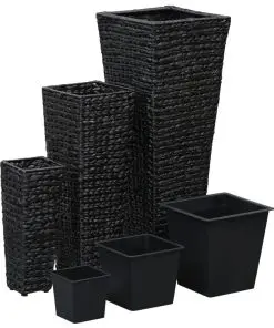 vidaXL Garden Planters 3 pcs Water Hyacinth Black
