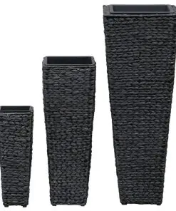 vidaXL Garden Planters 3 pcs Water Hyacinth Black