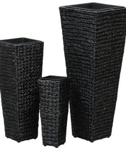 vidaXL Garden Planters 3 pcs Water Hyacinth Black