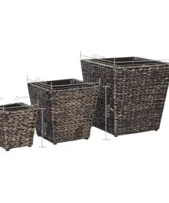 vidaXL Garden Planters 3 pcs Water Hyacinth Brown