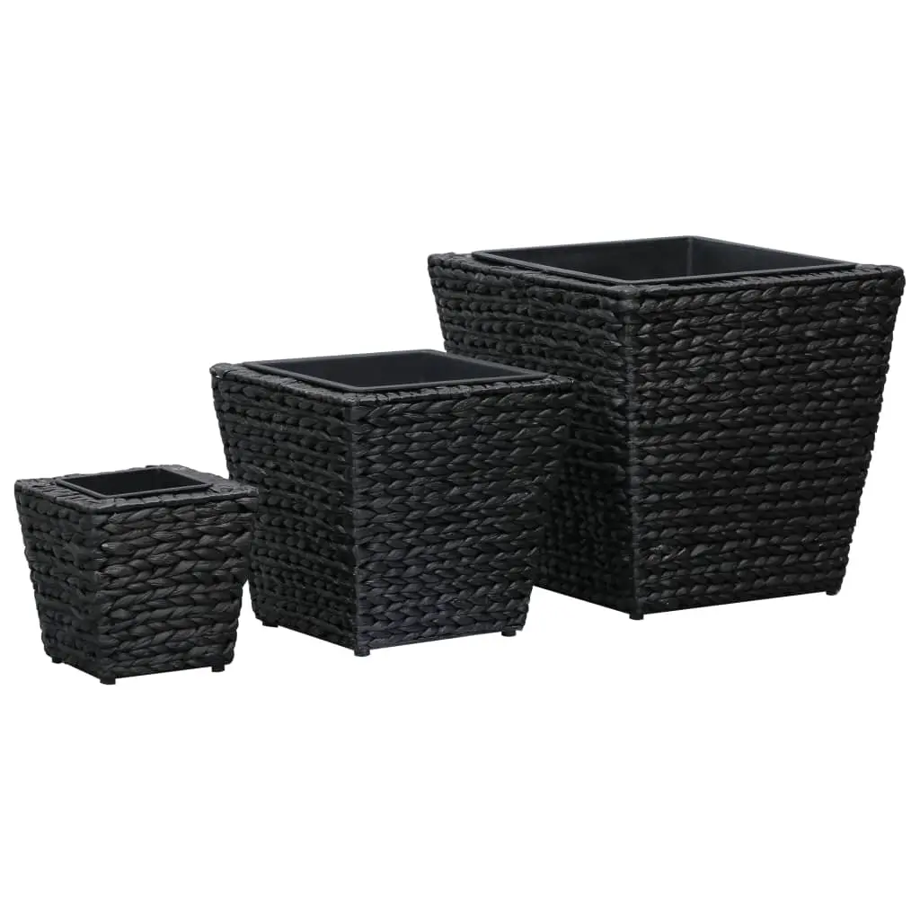 vidaXL Garden Planters 3 pcs Water Hyacinth Black