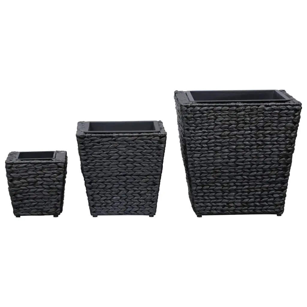 vidaXL Garden Planters 3 pcs Water Hyacinth Black