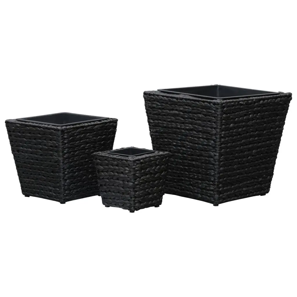 vidaXL Garden Planters 3 pcs Water Hyacinth Black