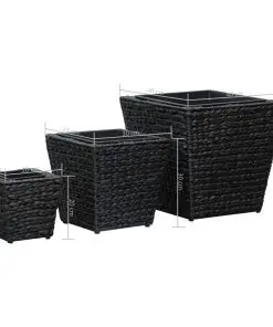 vidaXL Garden Planters 3 pcs Water Hyacinth Black