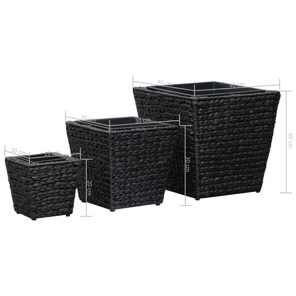 vidaXL Garden Planters 3 pcs Water Hyacinth Black