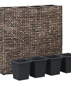vidaXL Garden Planter with 4 Pots Water Hyacinth Brown