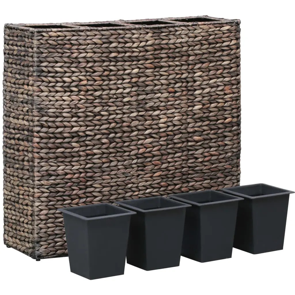 vidaXL Garden Planter with 4 Pots Water Hyacinth Brown