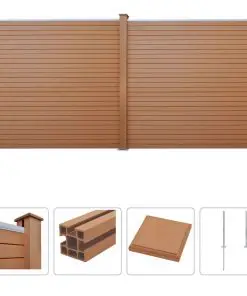 vidaXL WPC Fence Set 2 Square 357x187cm Brown
