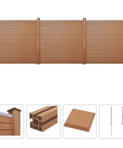 vidaXL WPC Fence Set 3 Square 531x187cm Brown