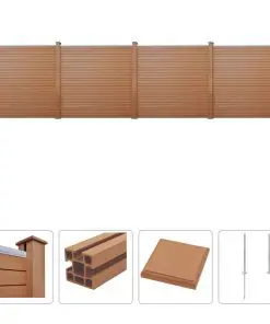 vidaXL WPC Fence Set 4 Square 705x187cm Brown