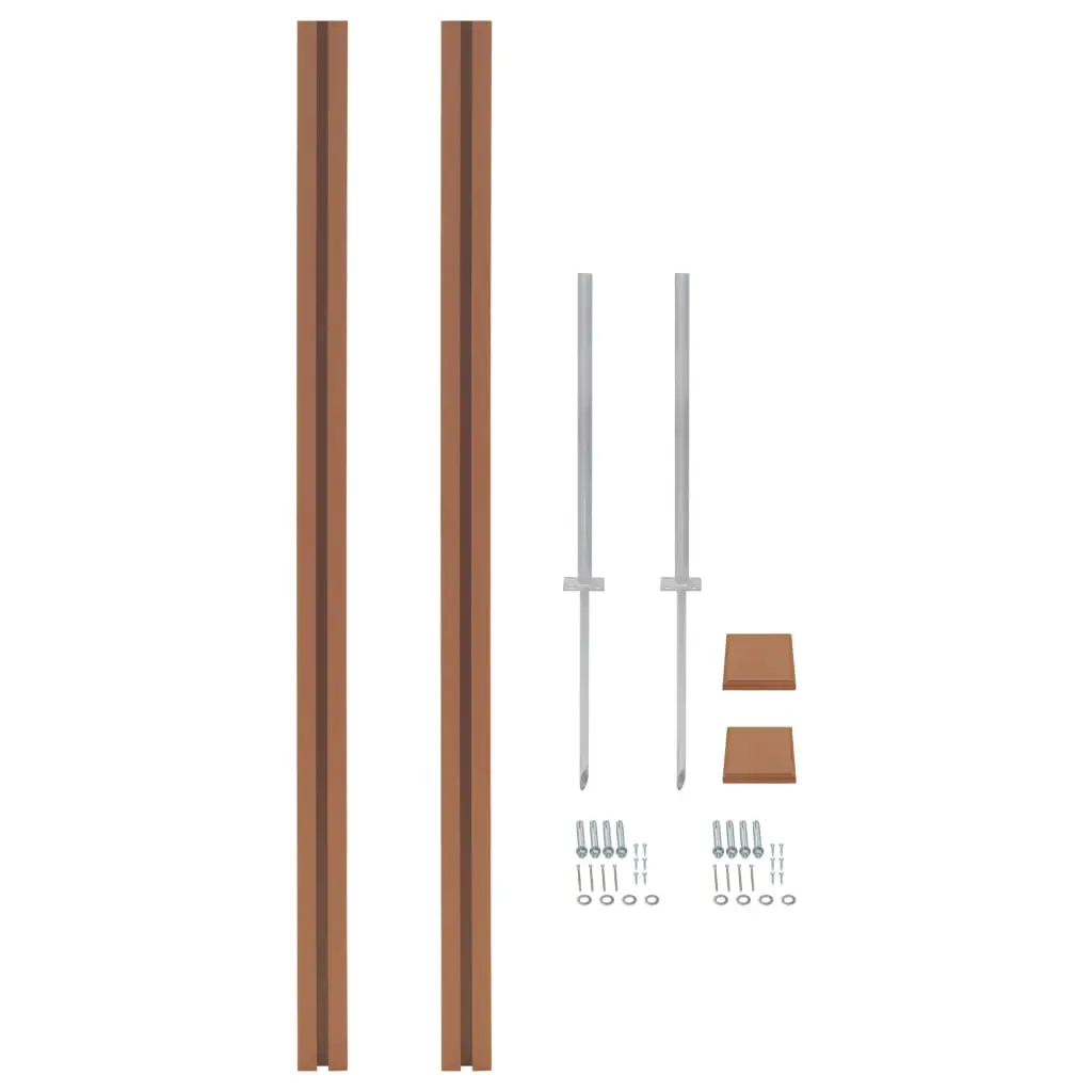 vidaXL WPC Fence Set 4 Square 705x187cm Brown