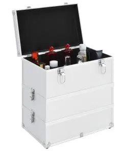 vidaXL Make-up Case 37x24x40 cm Silver Aluminium