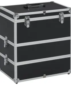 vidaXL Make-up Case 37x24x40 cm Black Aluminium