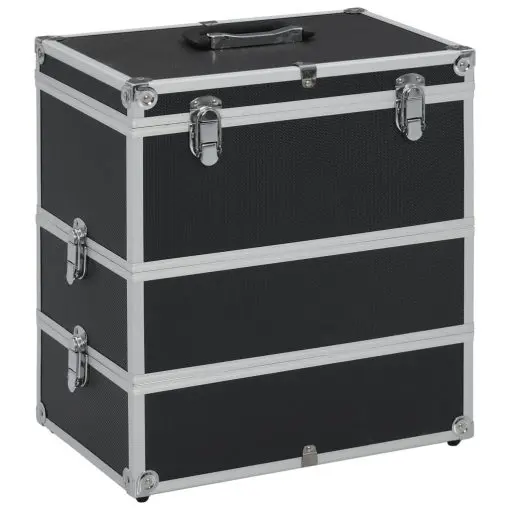 vidaXL Make-up Case 37x24x40 cm Black Aluminium