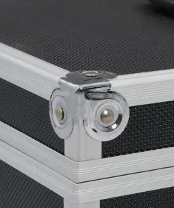 vidaXL Make-up Case 37x24x40 cm Black Aluminium