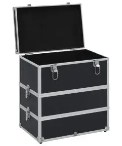 vidaXL Make-up Case 37x24x40 cm Black Aluminium