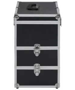 vidaXL Make-up Case 37x24x40 cm Black Aluminium