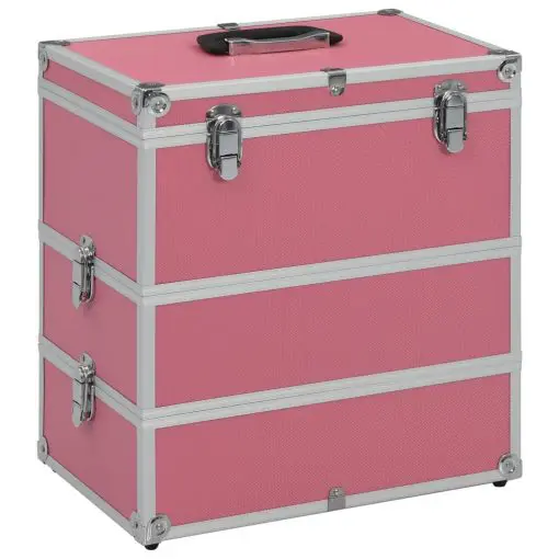 vidaXL Make-up Case 37x24x40 cm Pink Aluminium