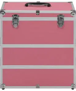 vidaXL Make-up Case 37x24x40 cm Pink Aluminium