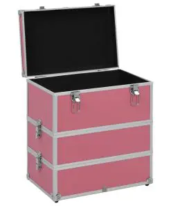 vidaXL Make-up Case 37x24x40 cm Pink Aluminium