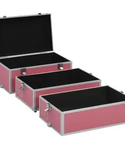 vidaXL Make-up Case 37x24x40 cm Pink Aluminium