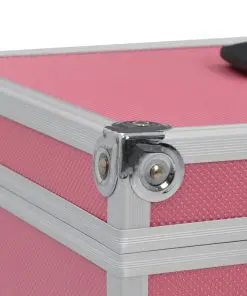vidaXL Make-up Case 37x24x40 cm Pink Aluminium