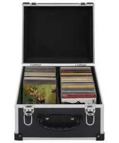 vidaXL CD Case for 40 CDs Aluminium ABS Black