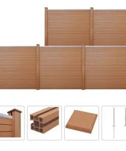 vidaXL WPC Fence Set 5 Square 879x187cm Brown